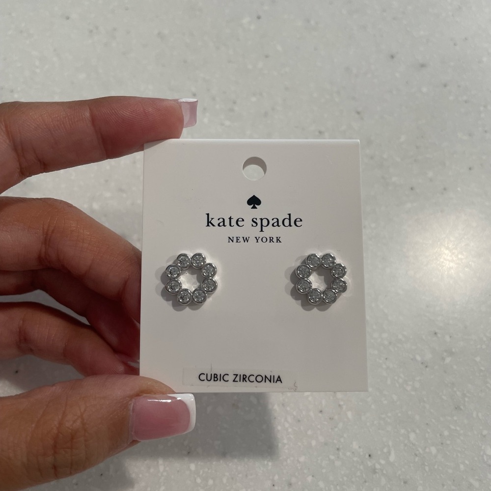 Kate Spade Silver Cubic Zirconia Floral Earrings